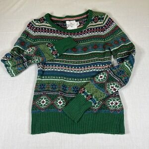 H&M L.O.G.G Fair Isle Sweater Womens Small Green Nordic Knit Holiday Cozy